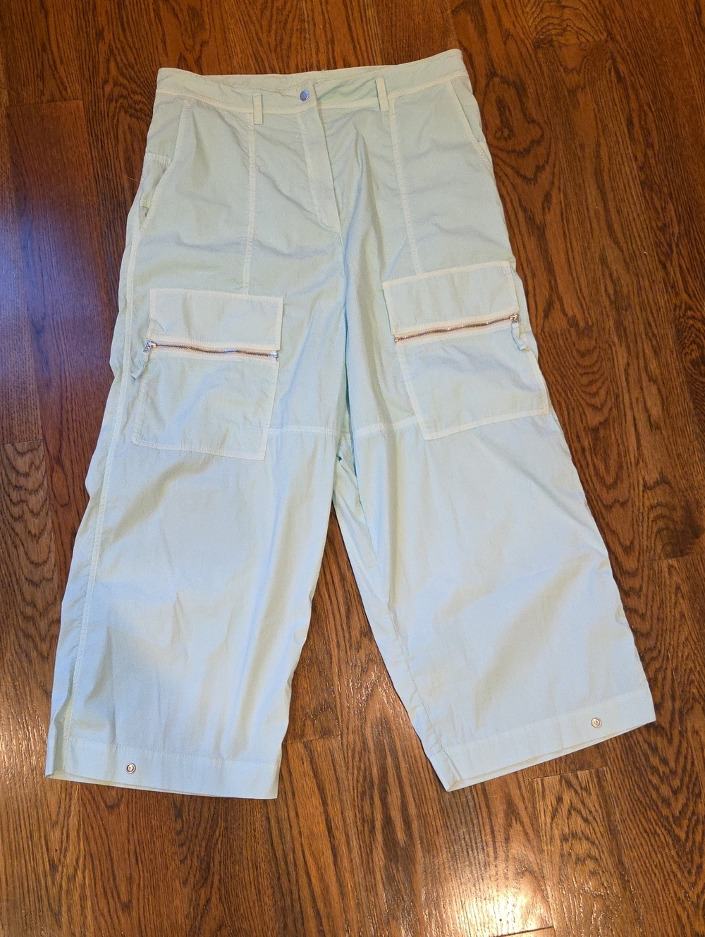 Annette Görtz Wide-Leg Cargo Capri Pants in Light Mint Sz 38
